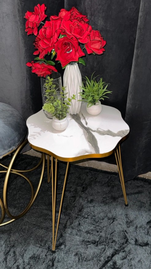 Mdf Wood Daisy Nesting Table With Metal Stand Set of 3 Round table Table Decoration coffee table Daisy coffee table dining table Nesting table set Side Table Coffee Table nesting table Decor - Coffee Table - Set Of 3 Side Tables