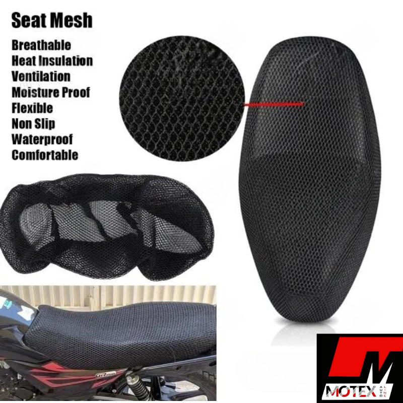 3D Design Motorcycle Seat Mesh, Seat Cover Motorcycle Anti-Slip 3D Mesh Fabric Seat Cover Breathable Waterproof Motorbike Scooter Seat Covers Cushion All Season Round Universal Fitment YBR, Honda, Suzuki Etc - Motex Auto Line