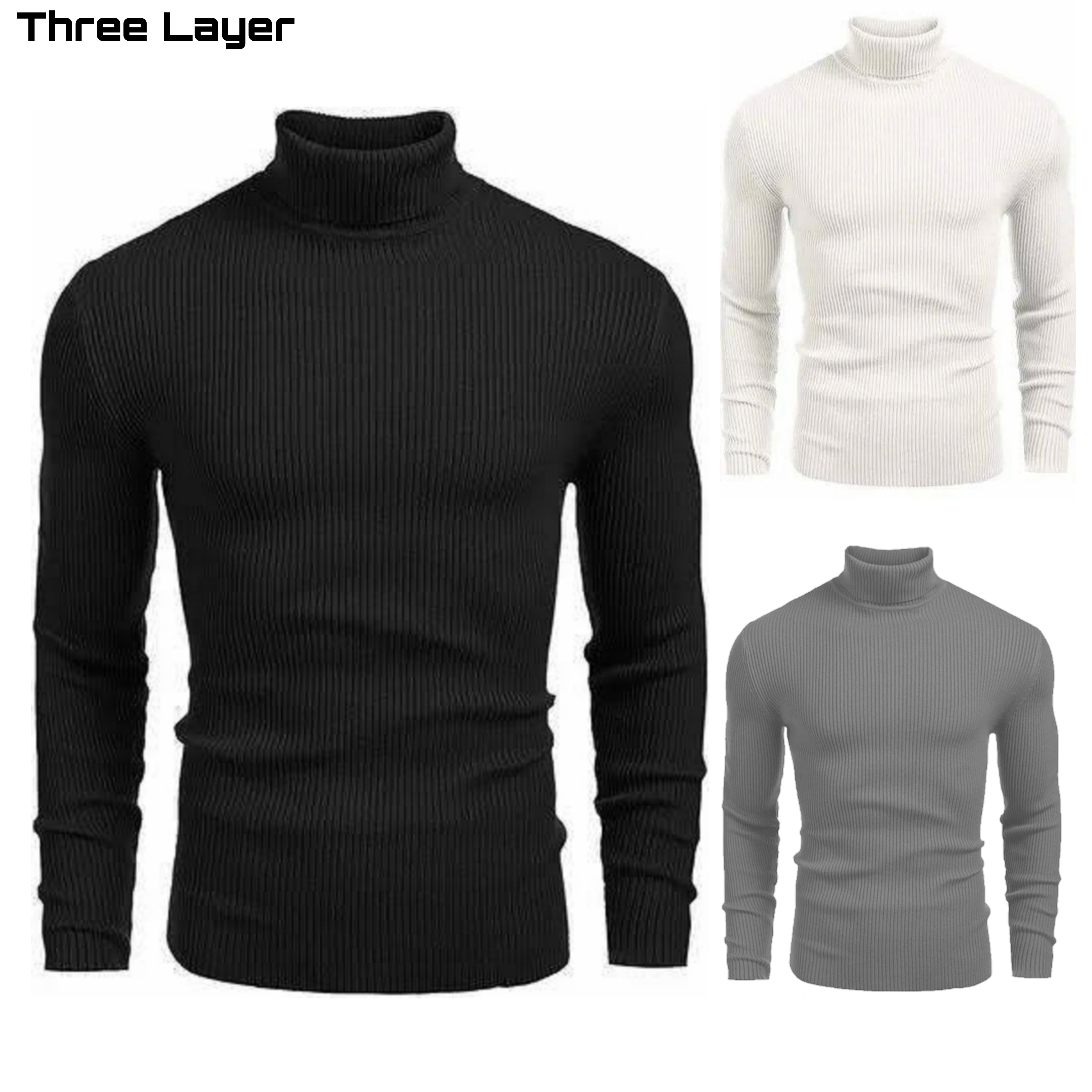 Men's Slim Fit High Neck  - Winter Warm Long Sleeve Turtleneck Highneck For Boys