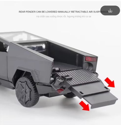 1:32 Tesla Cybertruck Alloy Diecast Model Car – Electric Pickup Toy Vehicle with Pull Back, Lights & Openable Doors view 4