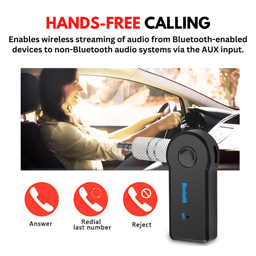 2-in-1 Dual Choice Bluetooth Audio Receiver Adapter Combo | BT-350 Rechargeable Wireless Car AUX Receiver & Mini USB Bluetooth Dongle for Home Speakers TV PC Laptop – SnapMart