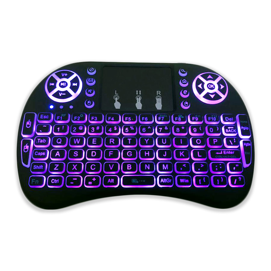 RGB Mini Wireless Keyboard  2.4GHz Air Touchpad Mouse, Compatible With Android TV Box, Smart TV, PC Black