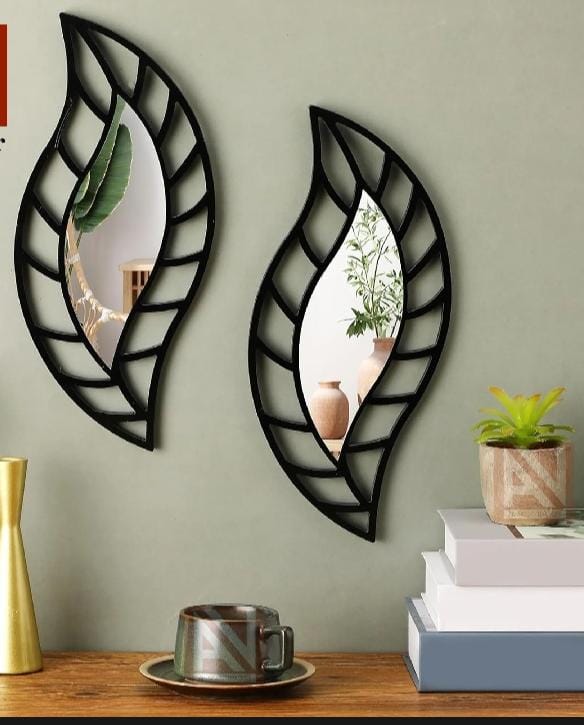 3 D Wooden WITH Mirror wall art Home Office Wall Decor In Black Brown 1/2/3/or 4 Pcs Wooden Wall Mounted beautyfull wall decoration leaving room wall bed room decore special new waraity new design mdf wood and mirror decoration
