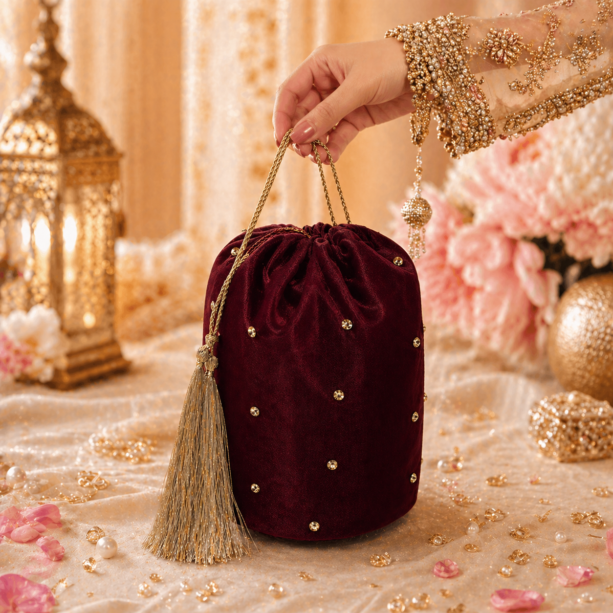 Beautiful Handmade Silk Potli Bag for Girls | Customizable with All Colors and Sizes Available for Every Occasion