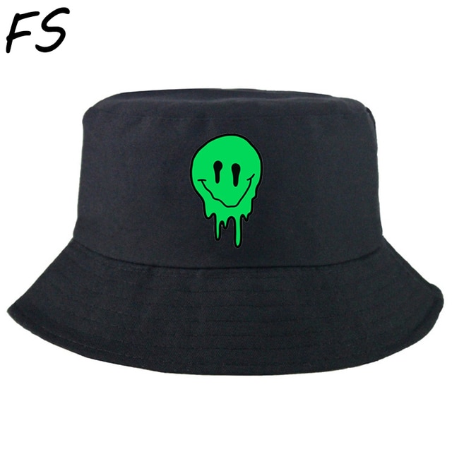 【Footprint】 2019 Funny Smile Bucket Hat Men Women Spoof Fishing Cap Brand  Casual Out Cold Sunscreen Fisherman Hats Hip Hop Casual Panama Cap