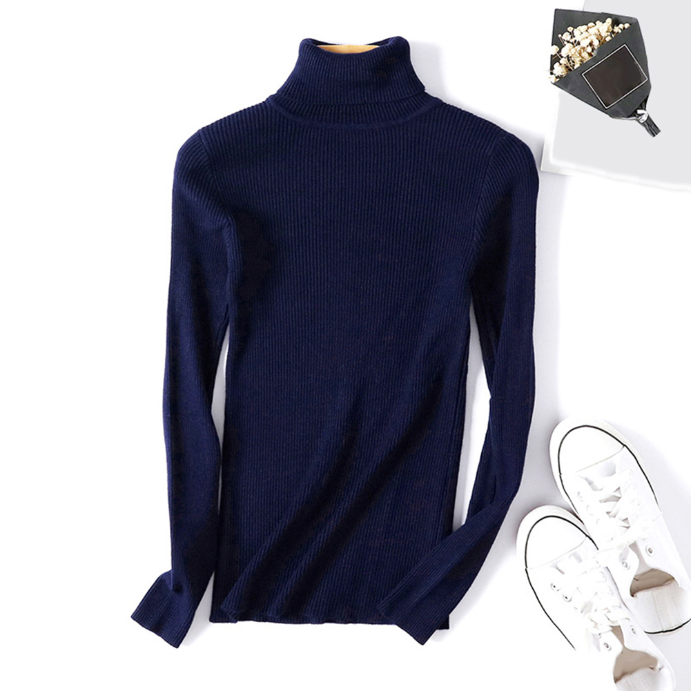 Men's High-Neck Turtleneck Sweater with Long Sleeves and Ribbed Texture