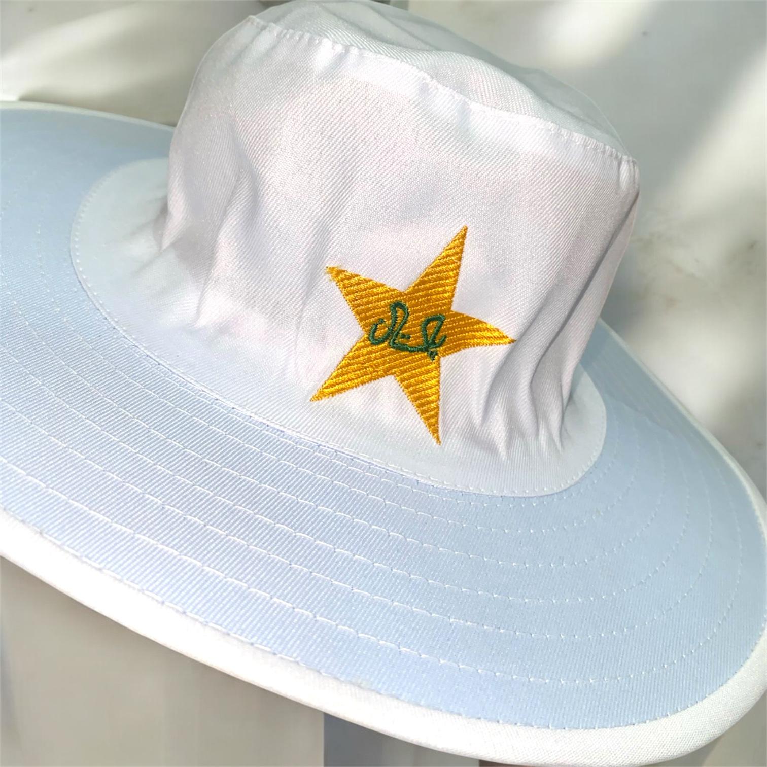 White Cricket Hat for Men Round | Sun Protection Cricket Hat Cap with Pakistan Star Logo | Lightweight Cricket Hat for Outdoor Sports & Training