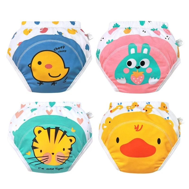 1 Pcs Baby Washable 6 Layers Baby Cloth Diaper Reusable Cotton Elastic Waist Cloth Diapers 0-18KG Nappy learning pants (Random colors)