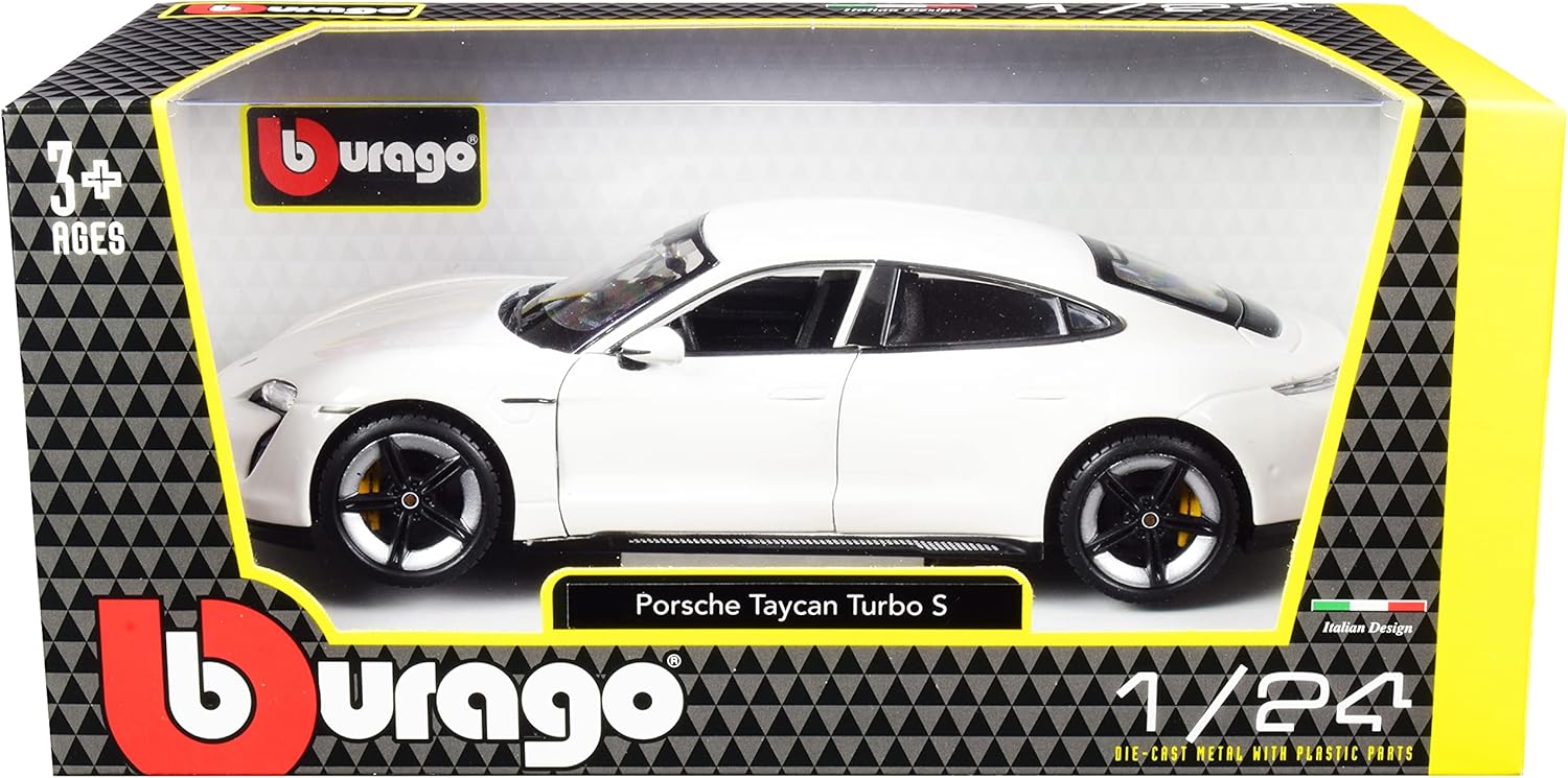 Bburago 1:24 scale Porsche Taycan Turbo S Officially licensed White Sports Car Die Cast Vehicles Collectible Model Car Toys view 6
