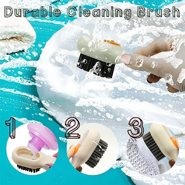 Liquid Adding Soft Fur Cleaning Brush, Multifunctional Cleaning Brush with  Soap Dispenser, Multifunctional Liquid Shoe Brush, 2 Brushes + 2 Cleaning
