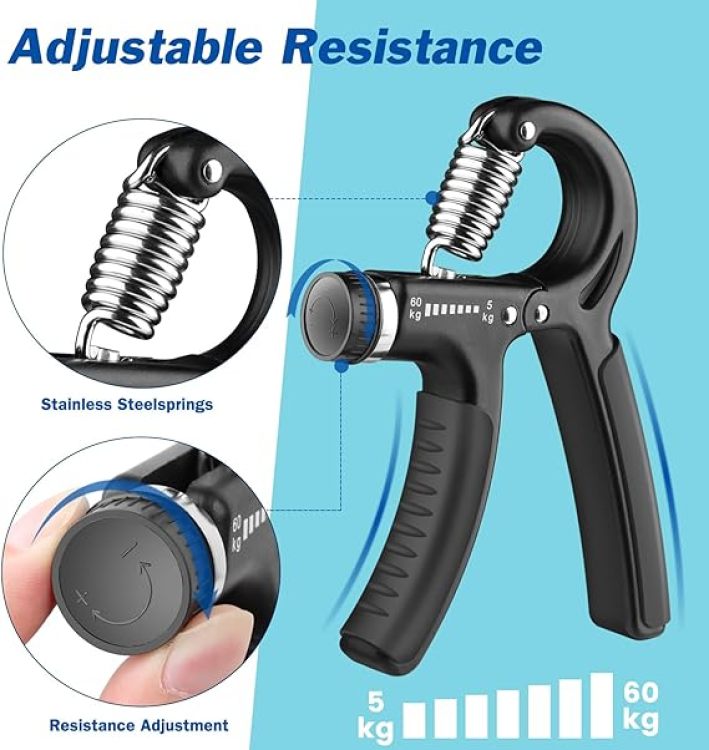 Hand Gripper Training Arm Strength Heavy Steel R Shape Hand Gripper with Adjustable Spring upto 05-60 Kg Automatic weight Hand Gripper Finger Strengthener for Gymer Boys Resistance Exercise for Veiny Hand Forearm Wrist Power Gym Exercise Equipm