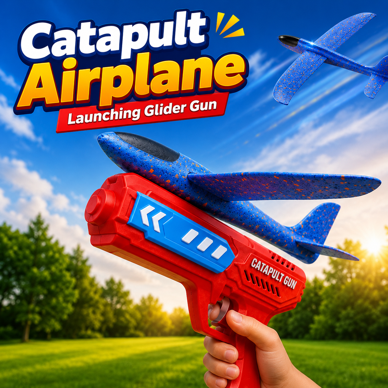 Catapult Airplane Launching Glider Gun | Foam Hand Launcher Plane Toy for Kids