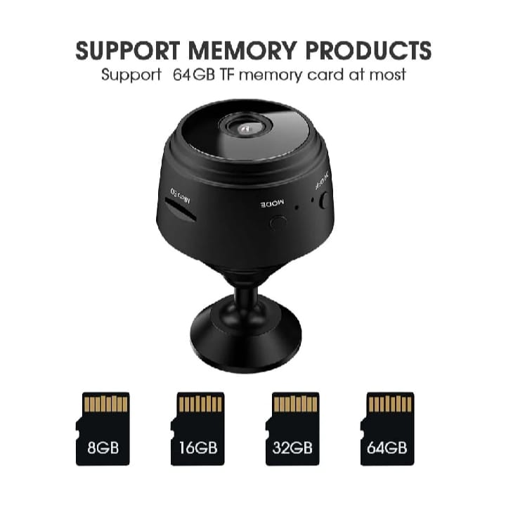 WiFi Mini Camera HD 1080p 2 Mega pixel Camera Lens Upto 128 GB Memory card supported Wireless Video Recorder Voice Recorder Security Monitoring Camera