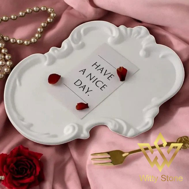 Trays, Flower and Vase Lace Tray Ceramic decorations piece Table Decore Shelf Decor Items  Witty Stone