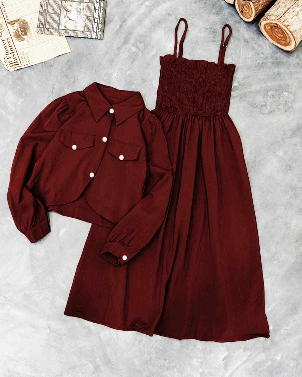 Western Ready to Wear Romper Style With Upper Coat 2piece Set.