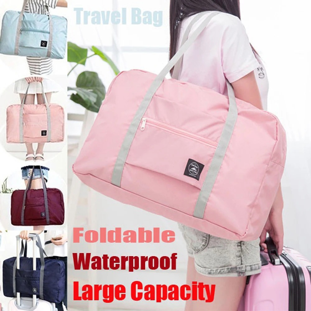 New Nylon Foldable Large Capacity Travel Bag Unisex Duffel Bag for Airlines Carry on Bag for Women and Girls Lightweight Folding Storage Bag Luggage For Women Outdoor Waterproof Handbags Men Suitcase bag Shoulder bag Sports Weekend Trip Bag