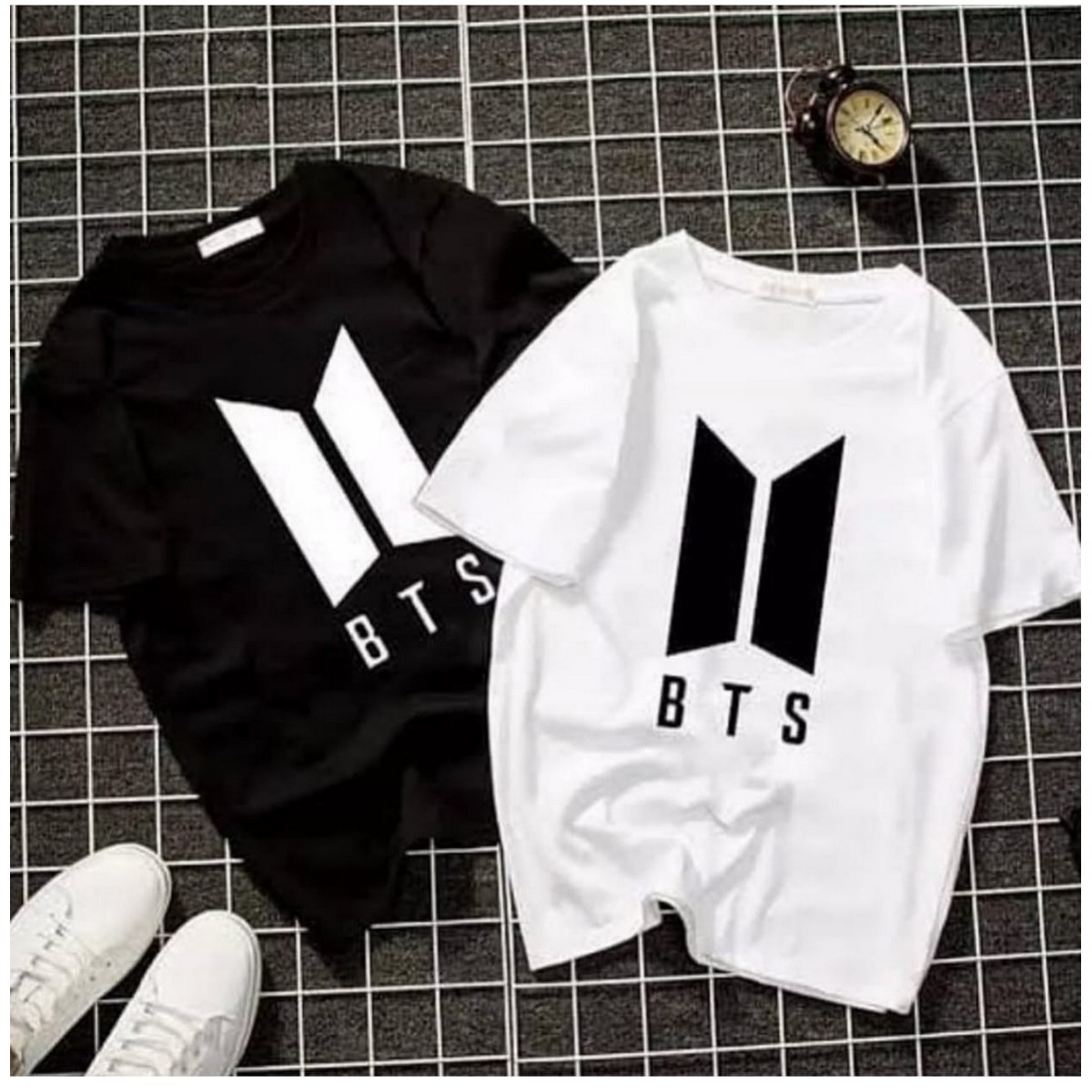 Bts Printed Cotton Half Sleeves O Neck T Shirt For Women