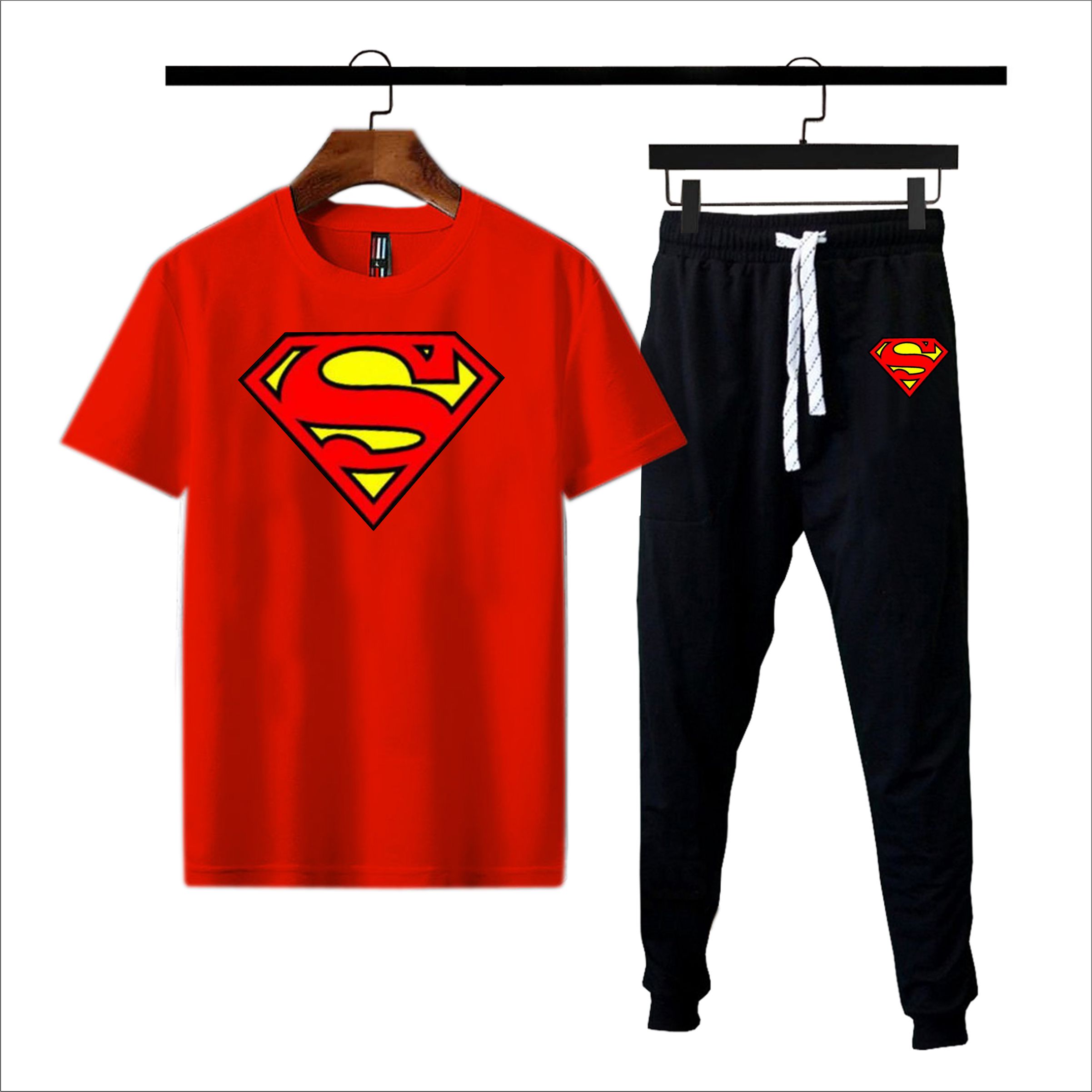 New stylish trendy superman printed summer tracksuit for men&boys Soft & Comfy Fabric Summer Printed Tracksuit recommended article -black