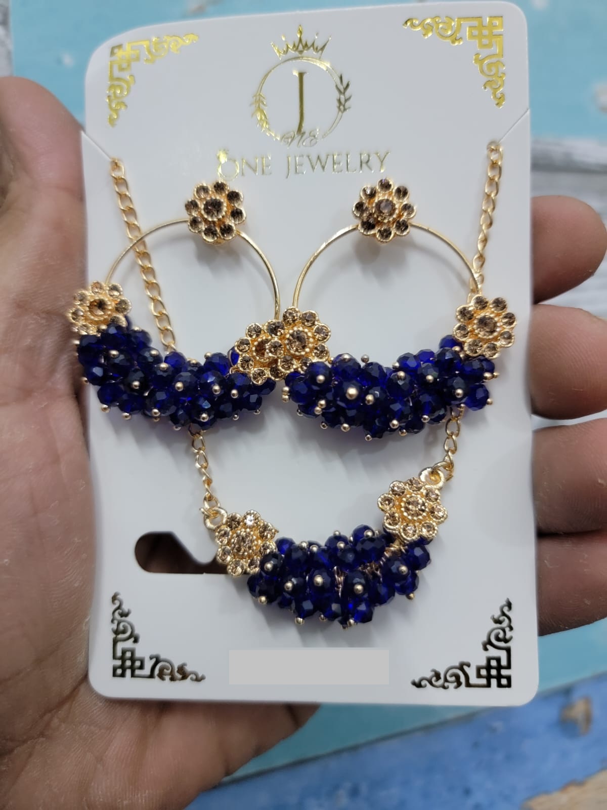 Trendy Gold Chain Pearl Earrings & Pendant Set