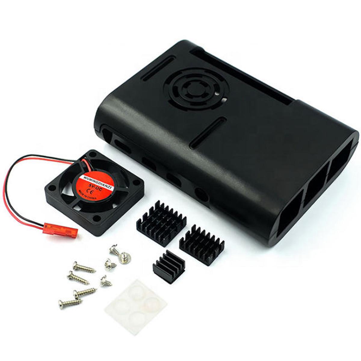 ABS Enclosure Black Case for Raspberry Pi with Heat Sink And 5v Fan