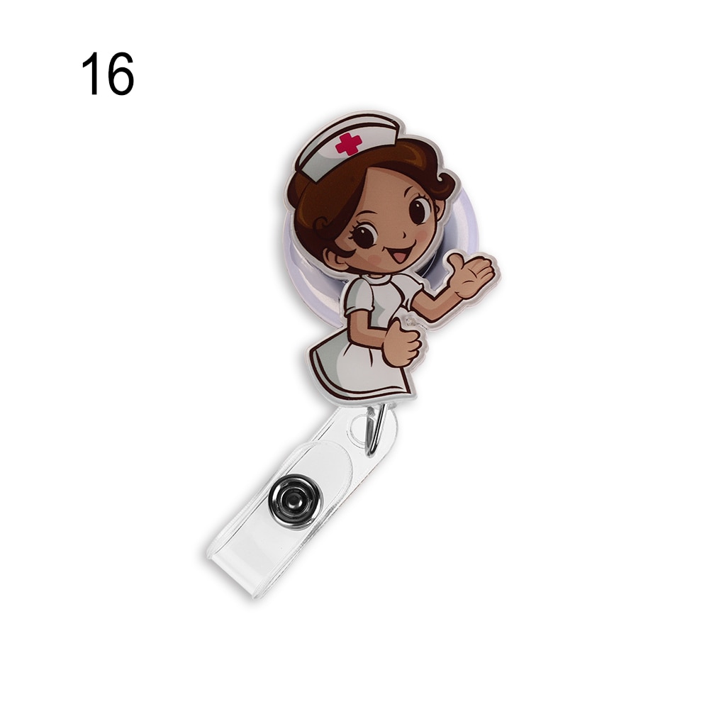 1Pcs Cute Cartoon Mini Retractable Badge Reel Nurse Lanyards ID Name Card Badge  Holder Clip Student Nurse Badge Holder Dropship
