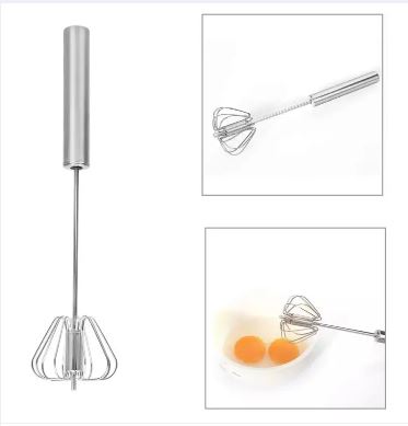 Semi-Automatic Hand Push Whisk - 10 Inch Stainless Steel Egg Beater & Milk Frother