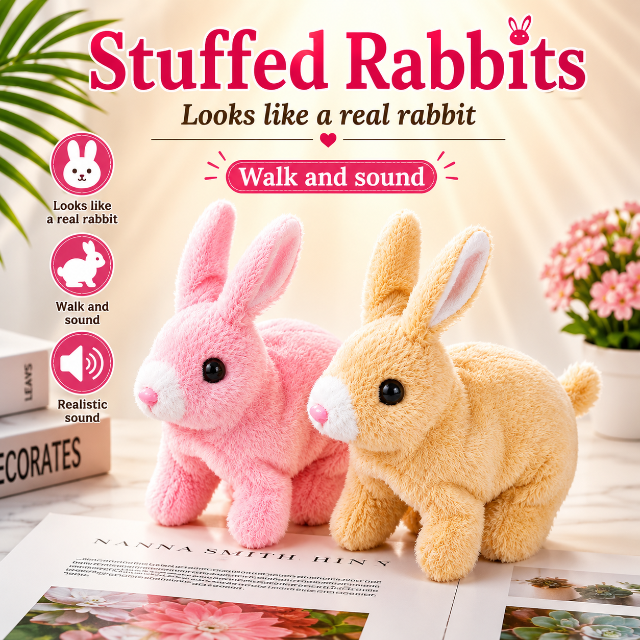 Electronic Plush Rabbit Toy Robot Bunny Walking Jumping Running Animal Shake Ears Cute Electric Pet for Kids Birthday Gifts