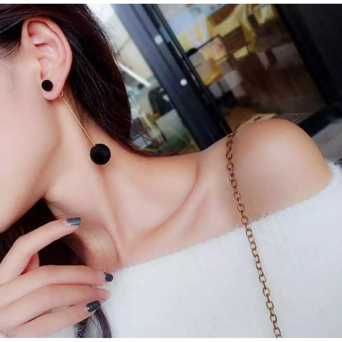 New Fashion Plush Balls Long Drop earrings with different colors selection for Girls Fashion