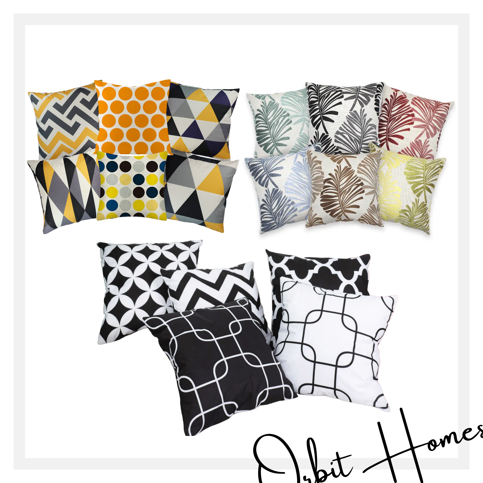 Digital Printed Cotton Cushion Covers without Filling For Bed and Sofa Home Decoration Square Cushions & Covers Cushion & Covers 16 x 16 Inch Cushion Covers Multi Color Pack 5 -- ORBIT HOME