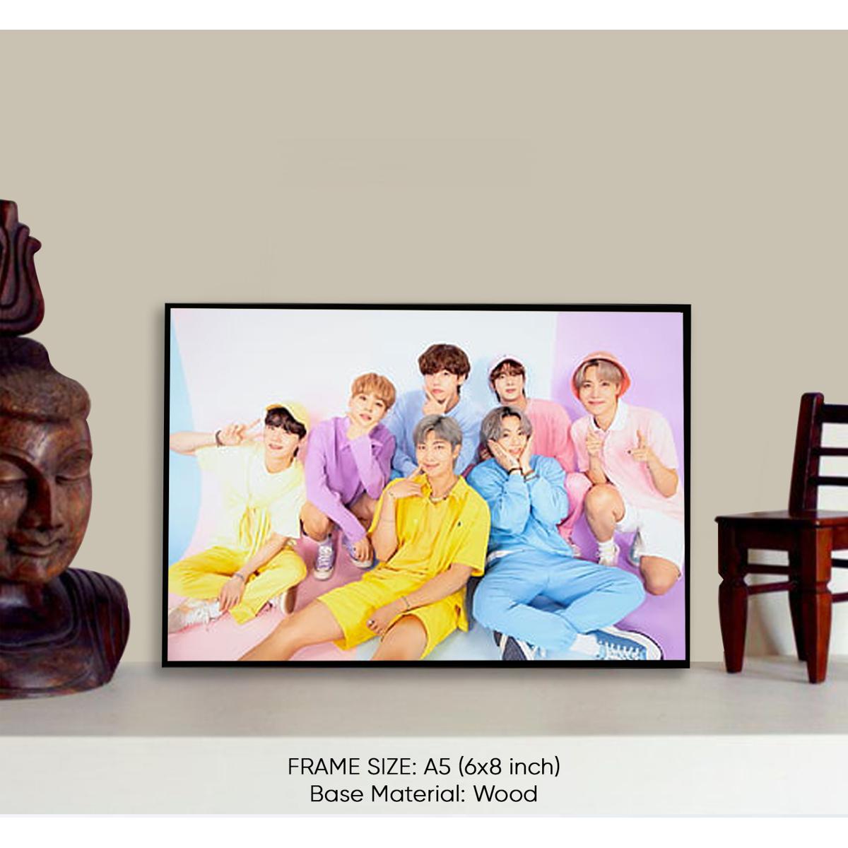 BTS Photo Frame for table and wall Army Boys Wooden Digital Printed (A5)