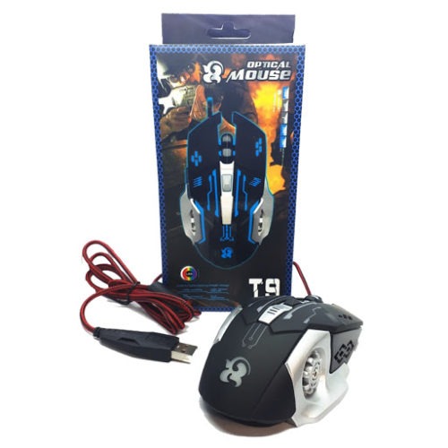Inner Setting T9 USB Wired Gaming Mouse | 3600DPI Adjustable High Sensitivity Optical Computer Accessories | 6 Buttons Programmable LED Backlit Lighting Ergonomic Desktop Laptop Gamer Peripheral Professional Silent Click High-Precision Tracking-Black