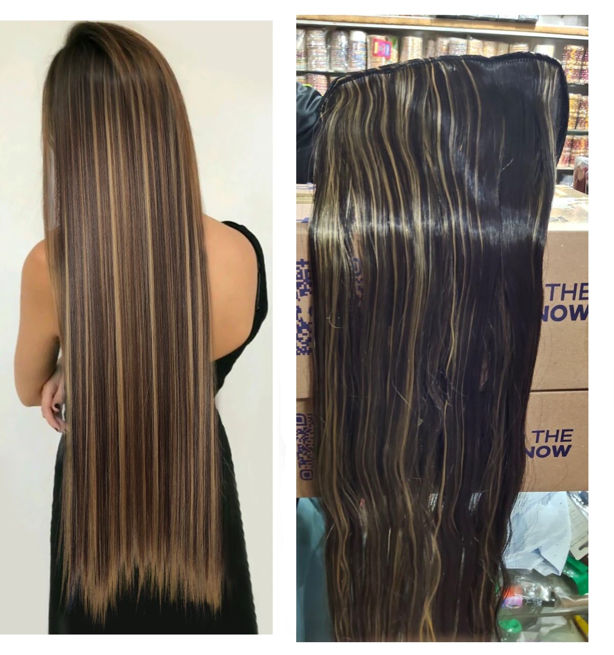 Hair Extension Brown - Striking color Golden n Black - 27Inch