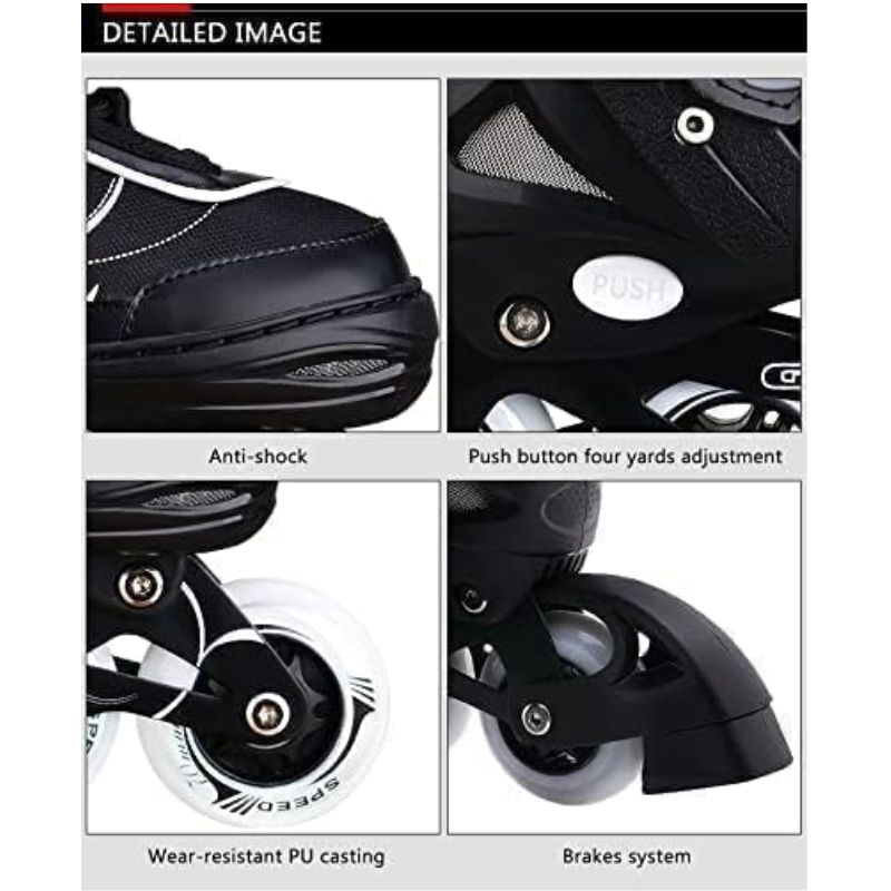 Skate Shoes Power Superb Adjustable Roller - 4 Wheeler 8-14 Years - Skating Shoes Premium Quality & Adjustable Different Size With Light In Wheels
