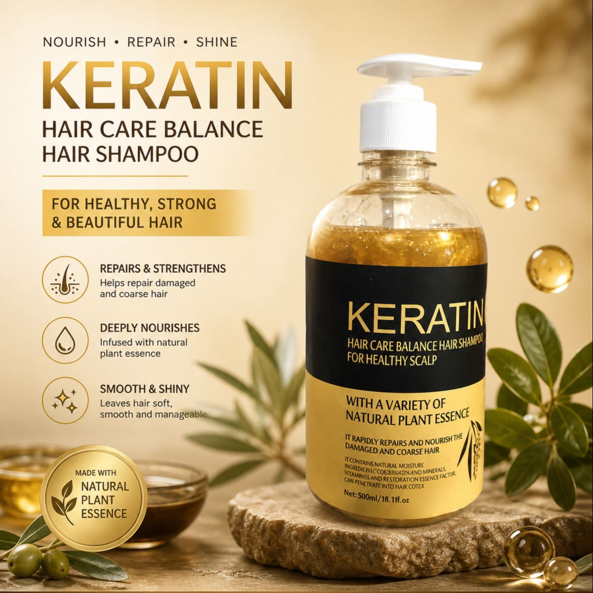 Keratine Hair Shampoo & Conditioner Keratine Shampoo for Smooth Hair Keratin hair treatment 500ml