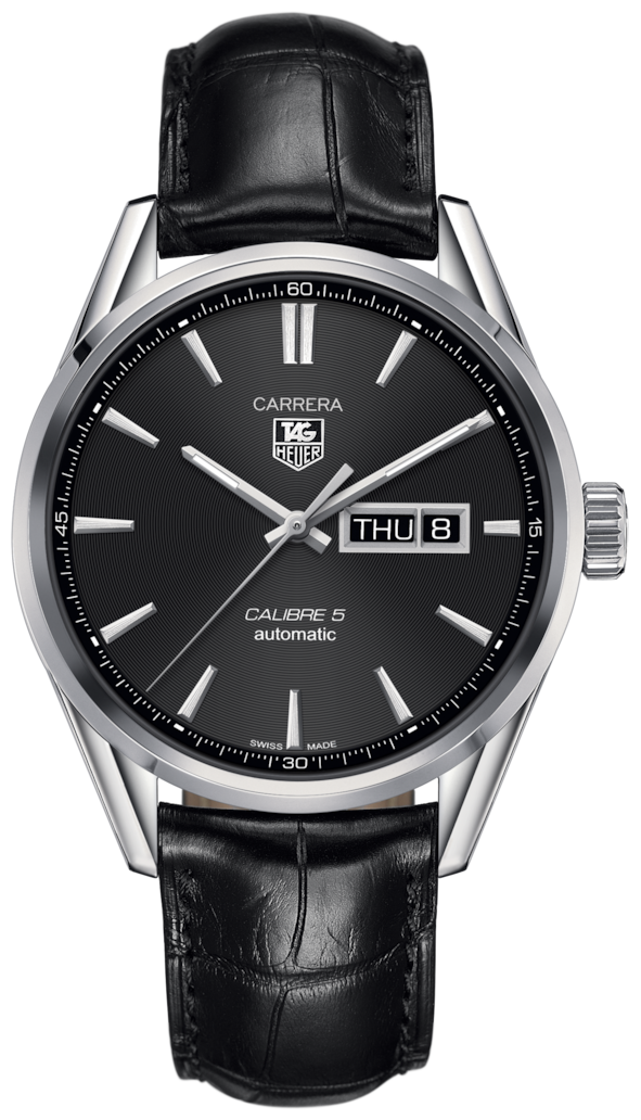 Calibre 5 Automatic Luxury Fashion Watch Men – Self-Winding Mechanical Watch for Men and Boys, White Dial, Brown Leather Strap, Day & Date Display, Luxury Watch for Men, Casual Watch for Men, Stainless Steel Elegant Dress Wristwatch