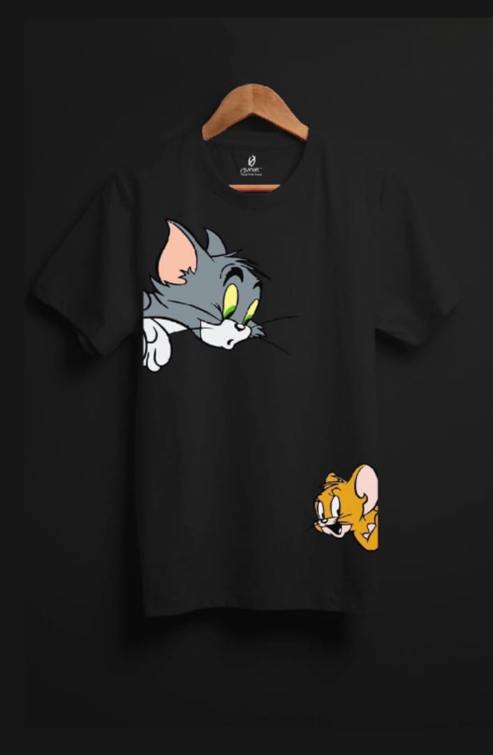 Famousr Cartoon Tom And Jerry Printed summer Half Sleeves O Neck T shirt For Men And Boys
