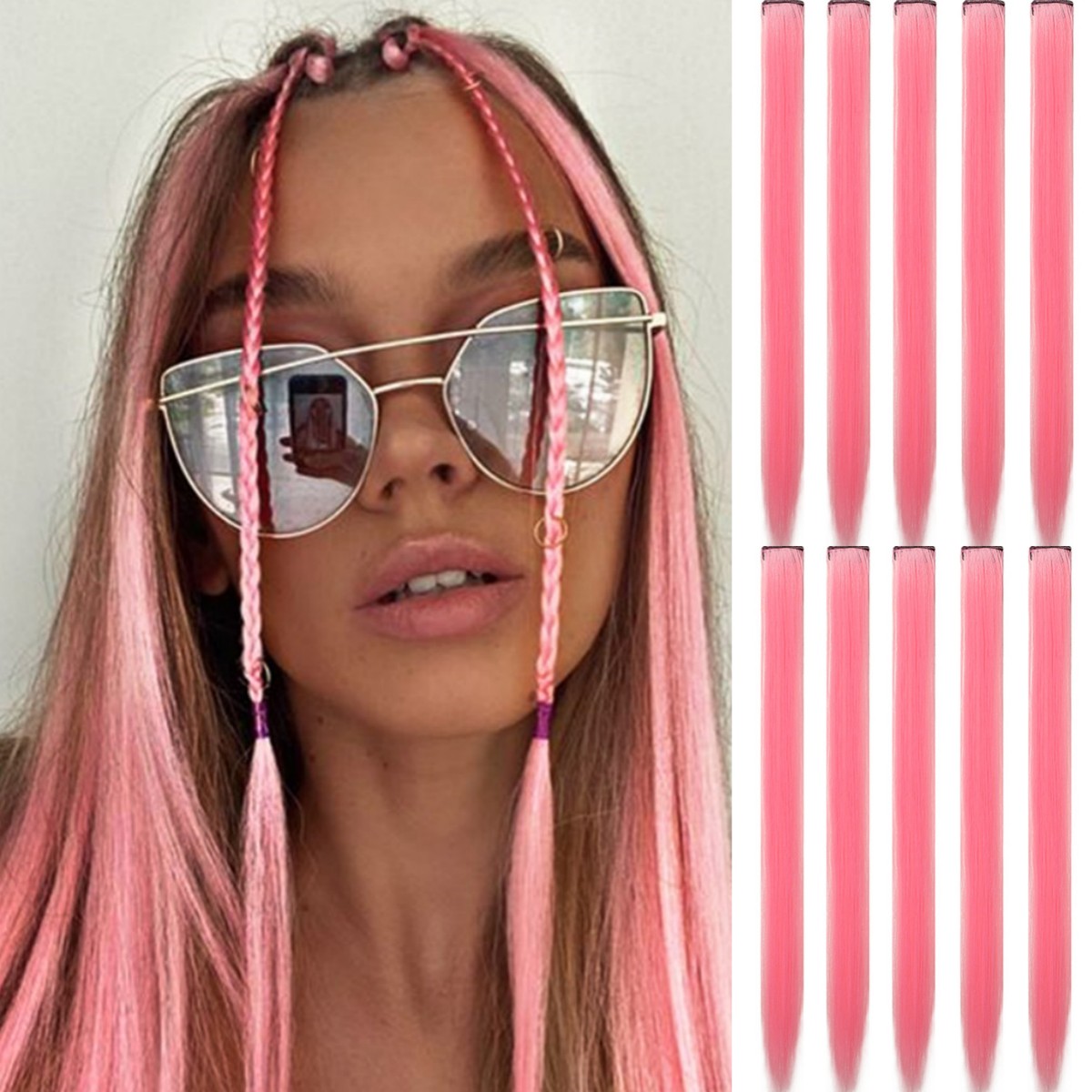 Baby Pink Single Clip Hair Extension For Girls