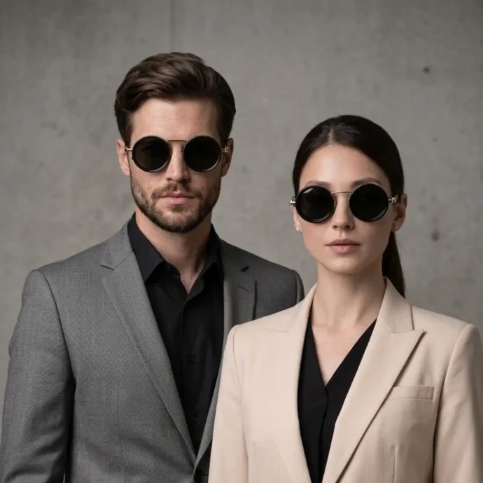 Adjustable Polarized Tint Round Sunglasses for Men Women – 1-9 Gear Control, UV Protection, Classic Round Frame, Lightweight, Driving Glasses, Stylish Eyewear