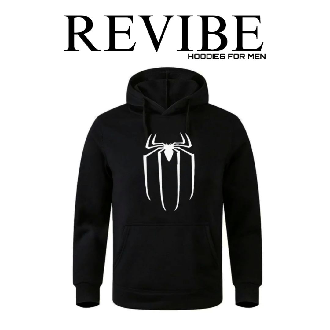REVIBE - White Spider Printed Hoodies For Men
