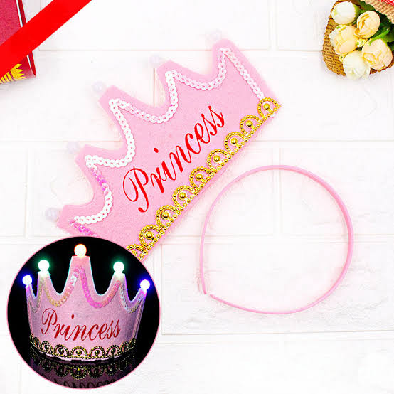 Princess Crown Hat, with Colorful LED lights for kids, Birthday Party, Birthday LED cap