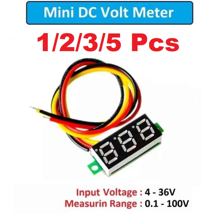 1/2/3/5 Pcs Mini DC Digital Voltmeter 0.1V to 100V 0.28 Inch Red LED Display 3 Wire Battery Voltage Meter 3.5V to 30V Power Supply Panel Mount Voltage Tester for 12V 24V Battery Solar System Power Supply DIY Electronics Car Motorcycle