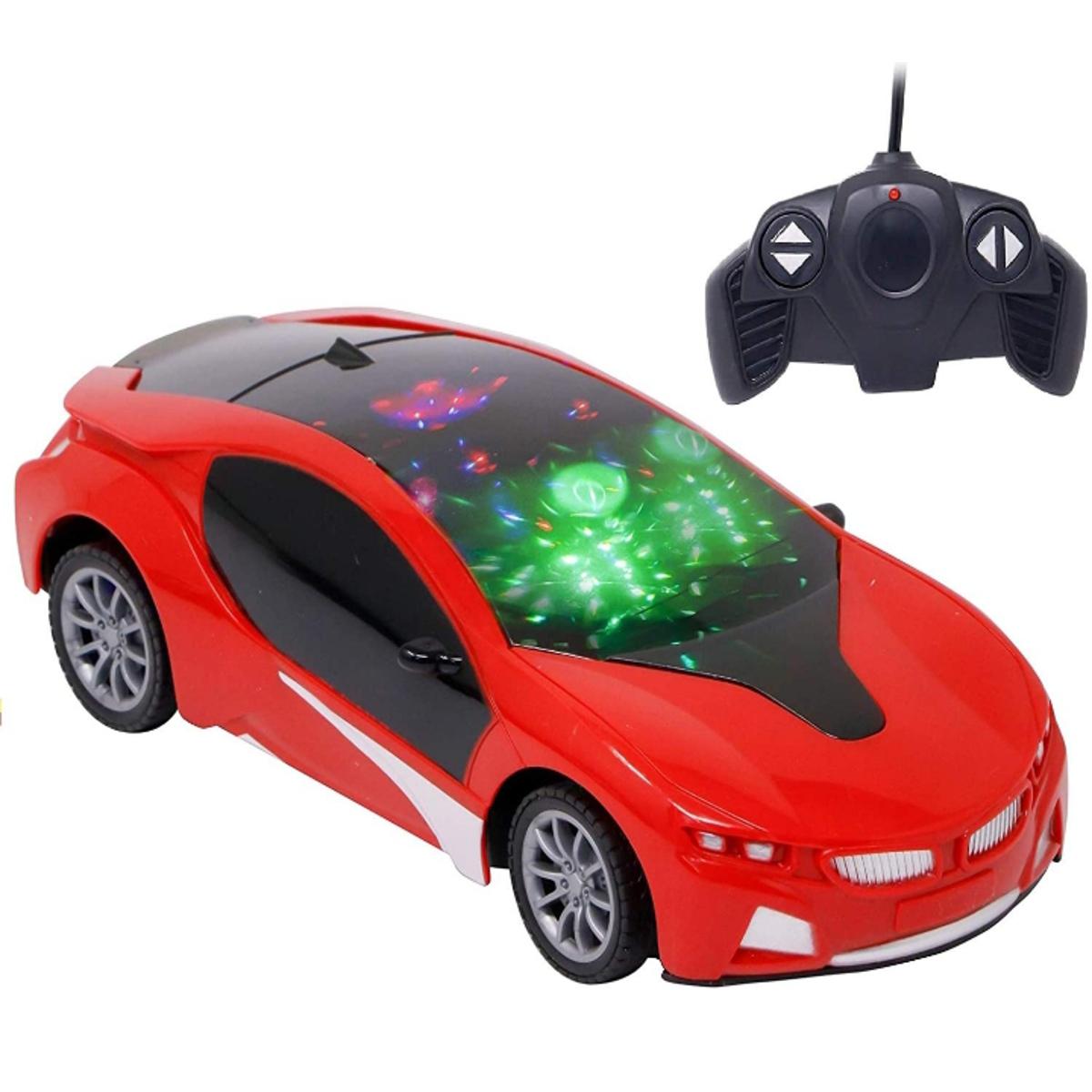 Cute Rc Car Wireless Remote Control High Speed 3D Famous Car with Light Remote Control car for Boys - (Pack of 1) Multicoloured