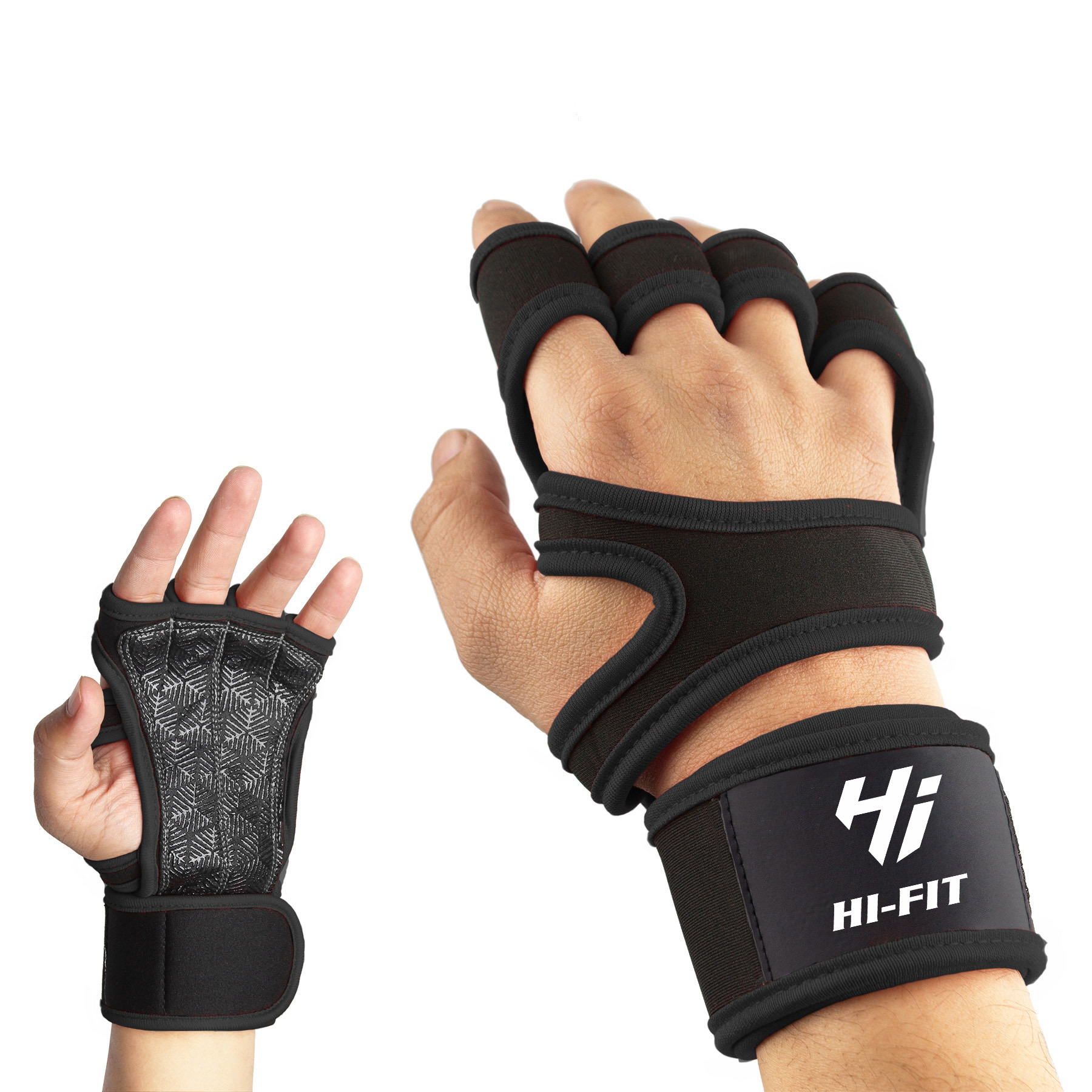 Hi-Fit Weightlifting Gym Gloves with Wrist Support for Workout, Fitness Gloves Gym Cross Training Pull Ups Exercise