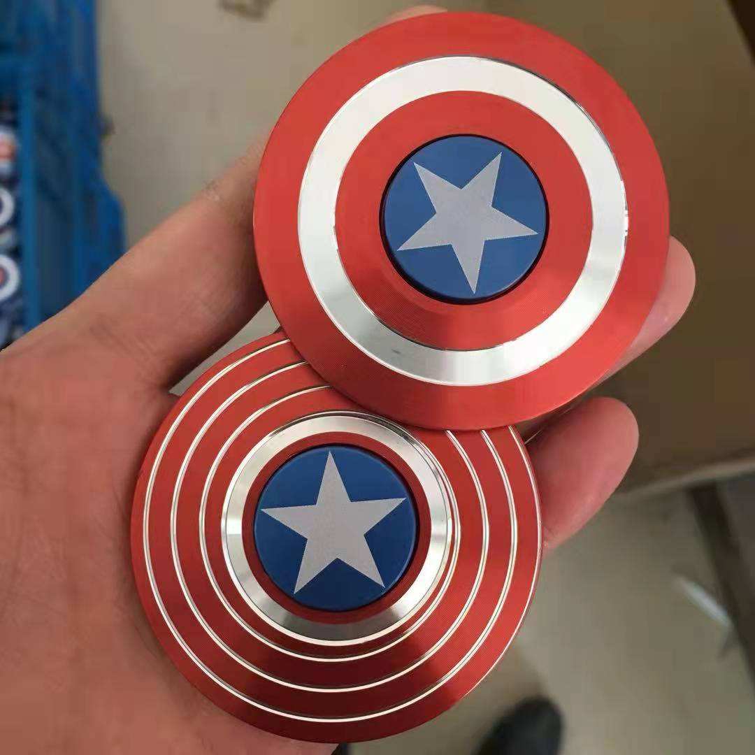 Random Character Marvel Fidget Spinner Vertigo Shield Stress Relief Toy Fidget American Captain Fingertip Gyro Shield Alloy Gyro Spinner Decompression Toy Fidget Spinner Hobbies For Adults- Red Captain America | Buy2Enjoy