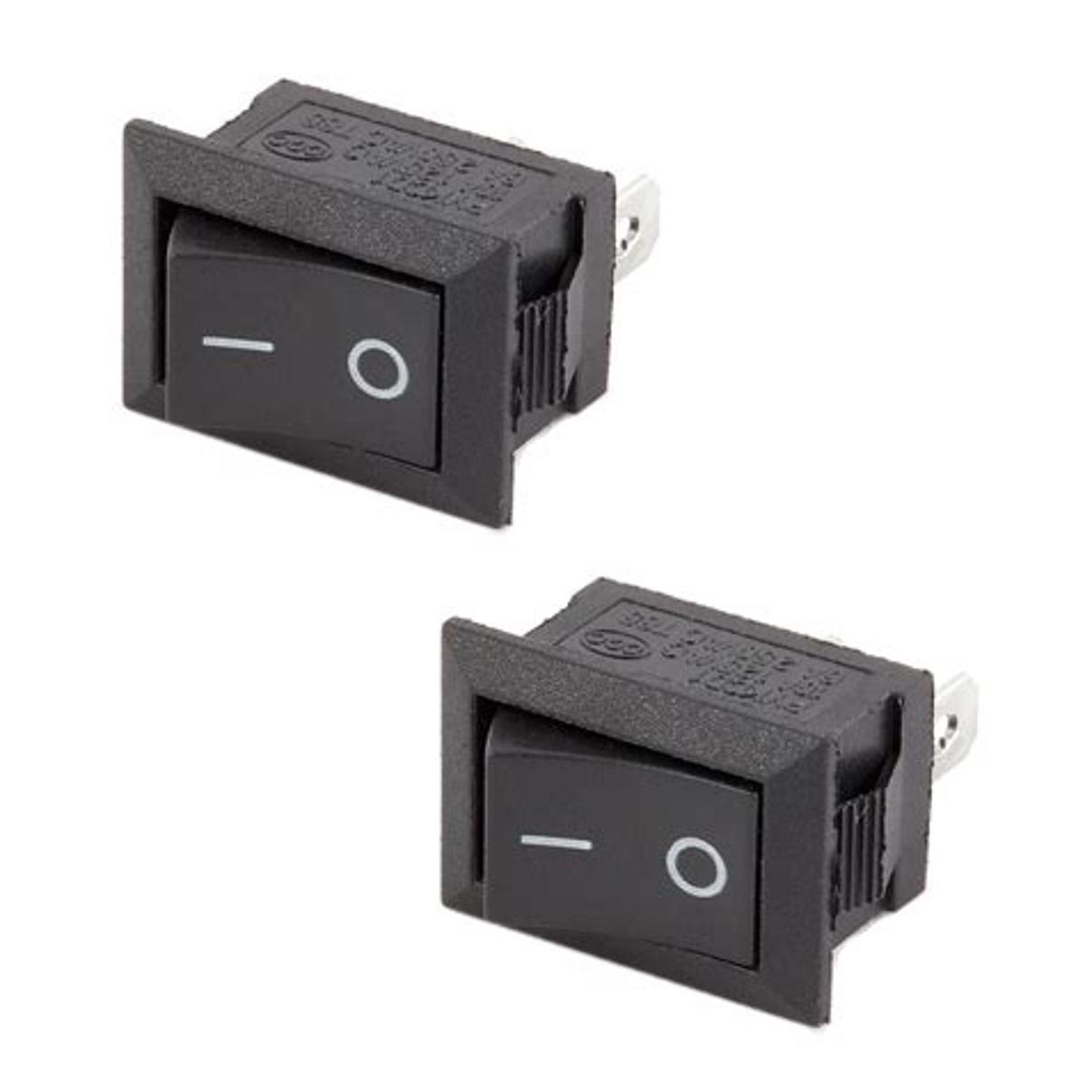 ON/OFF Rocker Switch | Mini Boat Toggle SPST 2-Pin 10A 125V / 6A 250V AC/DC | Pack of 5/10/25 PCS | KCD1 Switch for Electronics, Car & DIY Projects