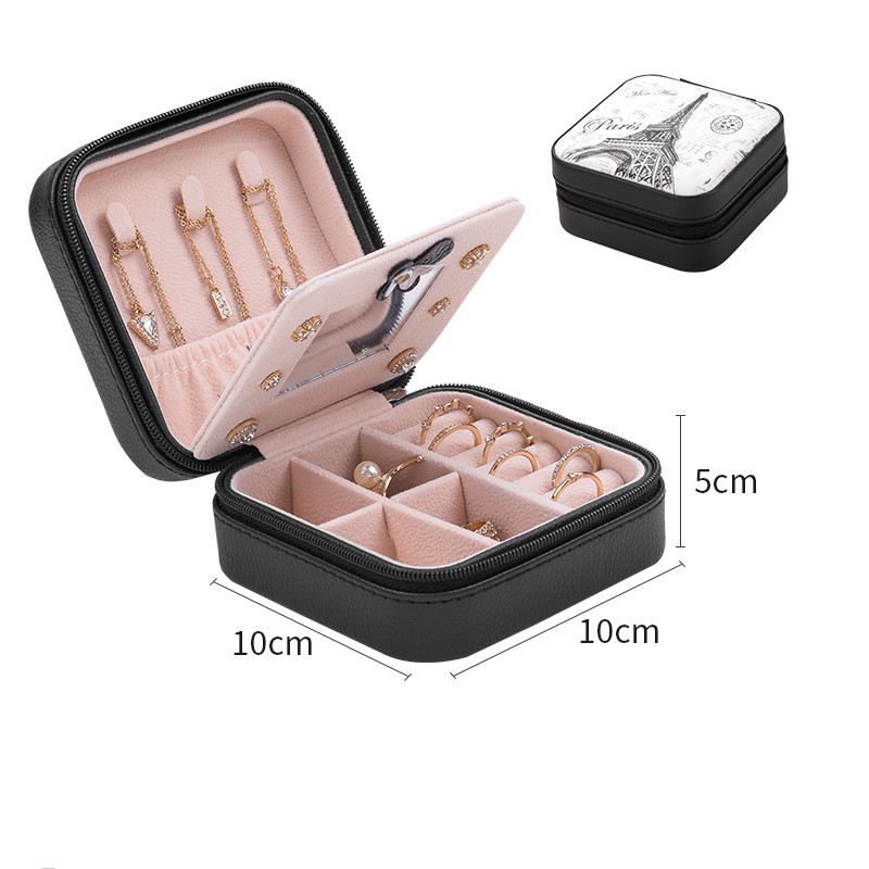 Domed Jewelry Box Pearl Velvet Travel Portable Storage Bag 2021年レディース
