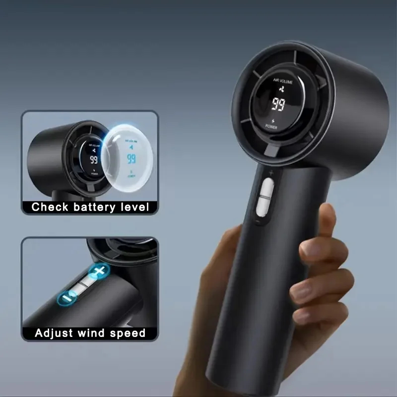 Portable Mini High-Speed Hand Fan, Powerful Handheld Fan, Fast Cooling, Rechargeable USB Fan for All Travel Indoor Outdoor Use