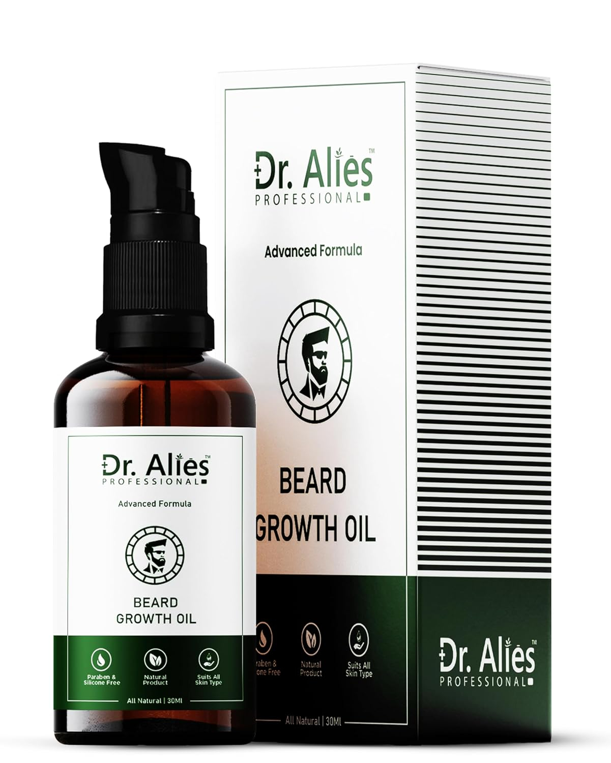 Dr. Alies Professional Beard Growth Oil for Men | Natural Beard Growth Serum with Rosemary, Castor & Herbal Oils | Helps Fill Patchy Beard, Strengthens Hair Roots, Softens & Conditions Beard | Promotes Thicker, Fuller, Healthier Beard Growth