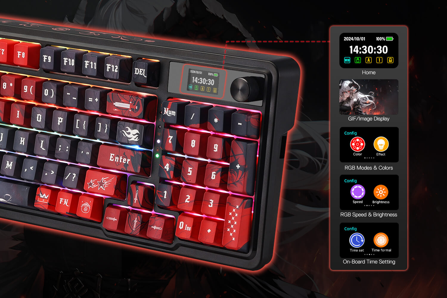 Redragon ARTEMIS K719 PRO Anime Wireless Gasket Gaming Keyboard with Hype Screen & Knob, 95 Keys Mechanical Keyboard with Custom Linear Switch 19 02d9869c0a72a0d0fb42046871d9aa0d