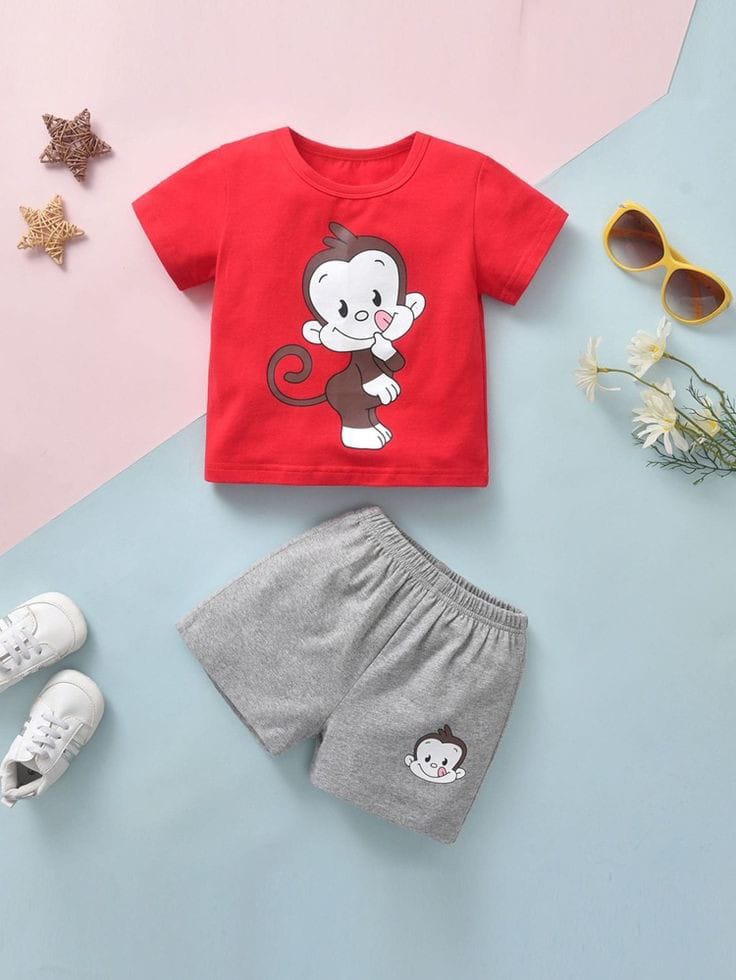 T-Shirts And Short Pants For Baby Girls Round Neck Short Sleeves Tee Top's Clothes Sets Dresses Outfit